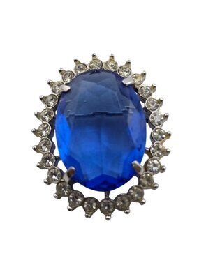 Vintage Faceted Glass Stone & Rhinestone Fancy Brooch/Pendant (A9157)